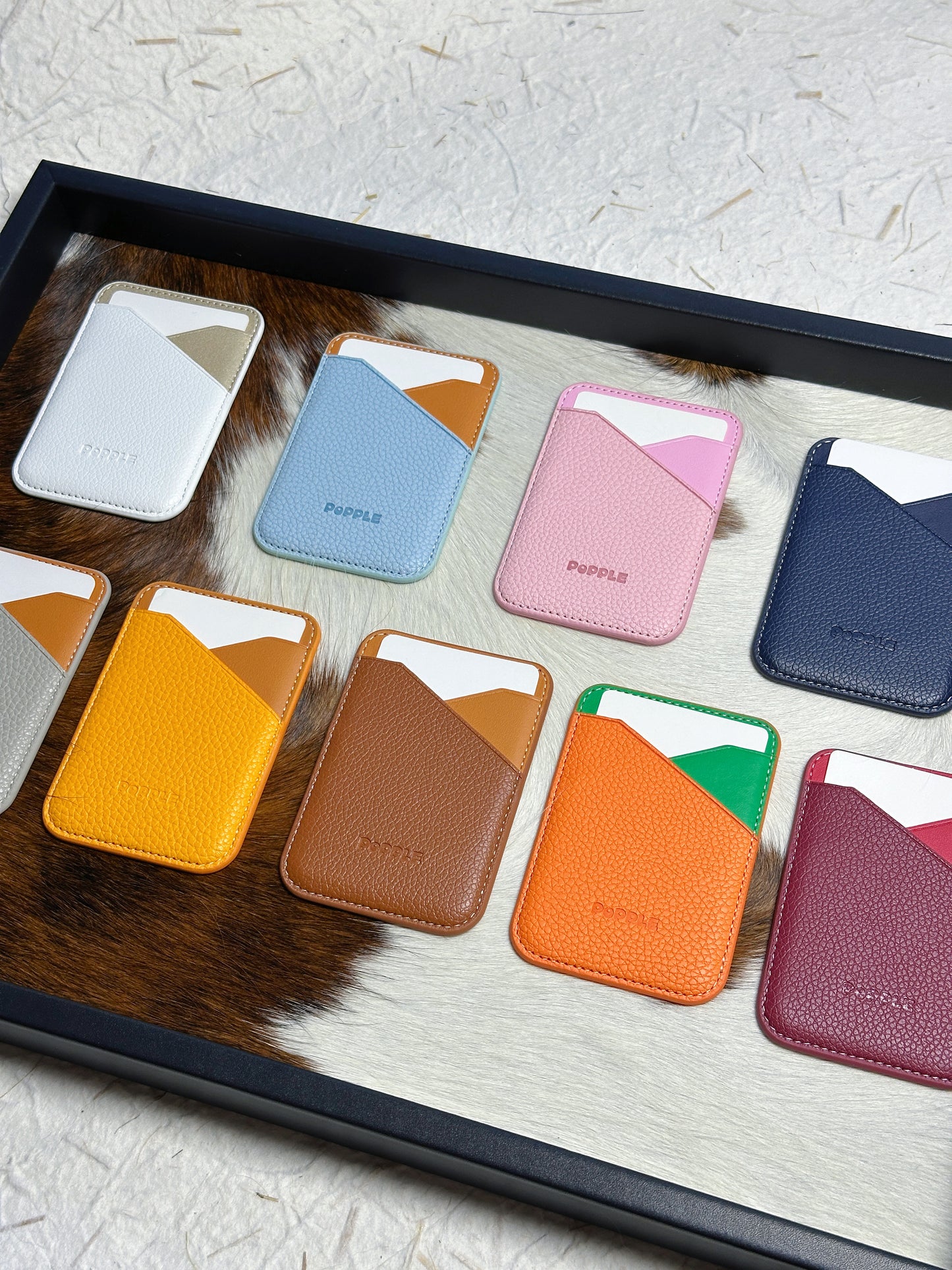 Magnetic Leather Card Wallet – Colorblock Series | 2025 New Design