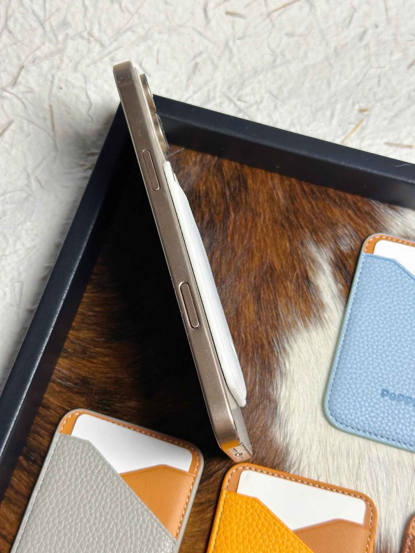 Magnetic Leather Card Wallet – Colorblock Series | 2025 New Design