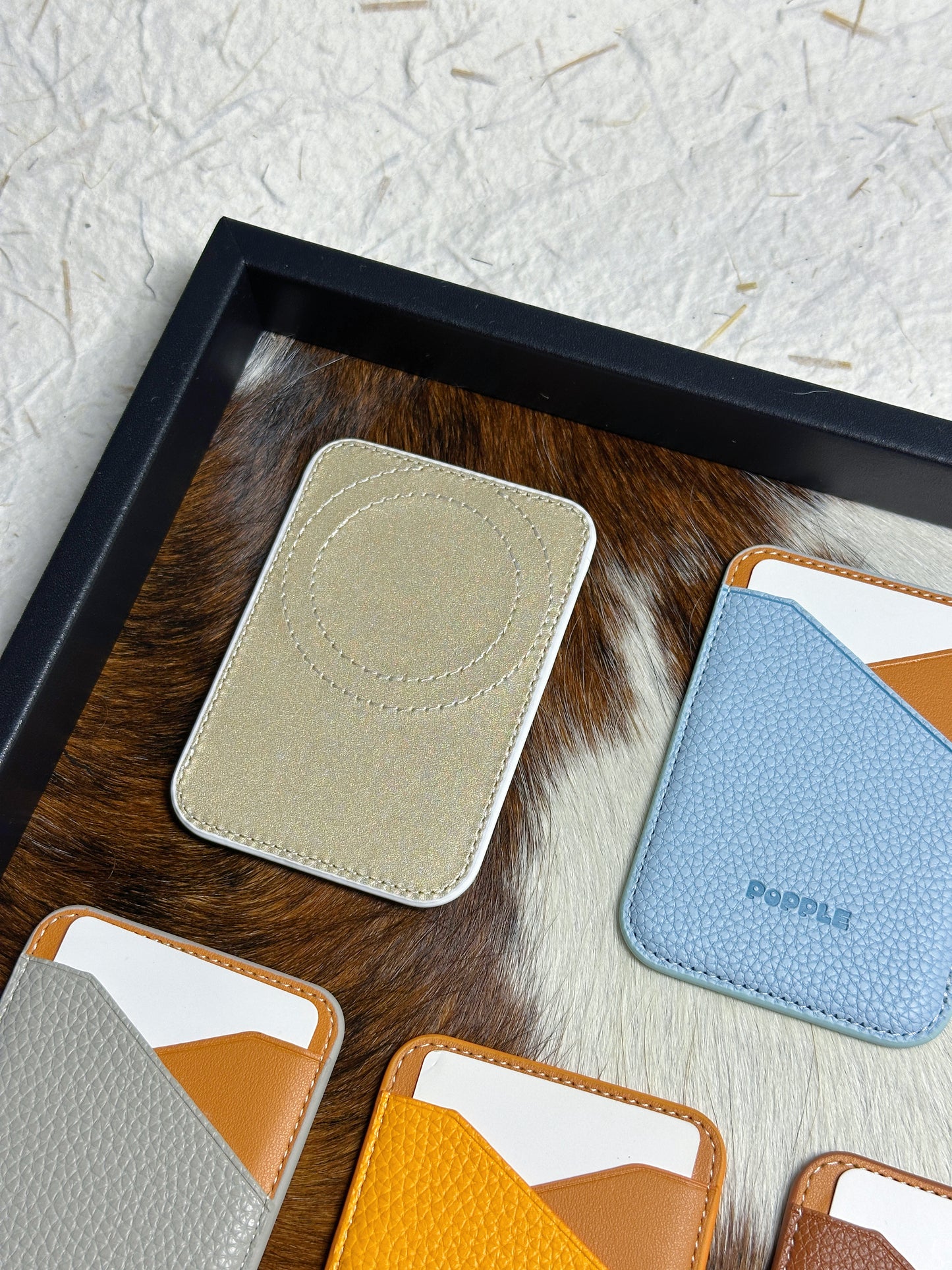 Magnetic Leather Card Wallet – Colorblock Series | 2025 New Design