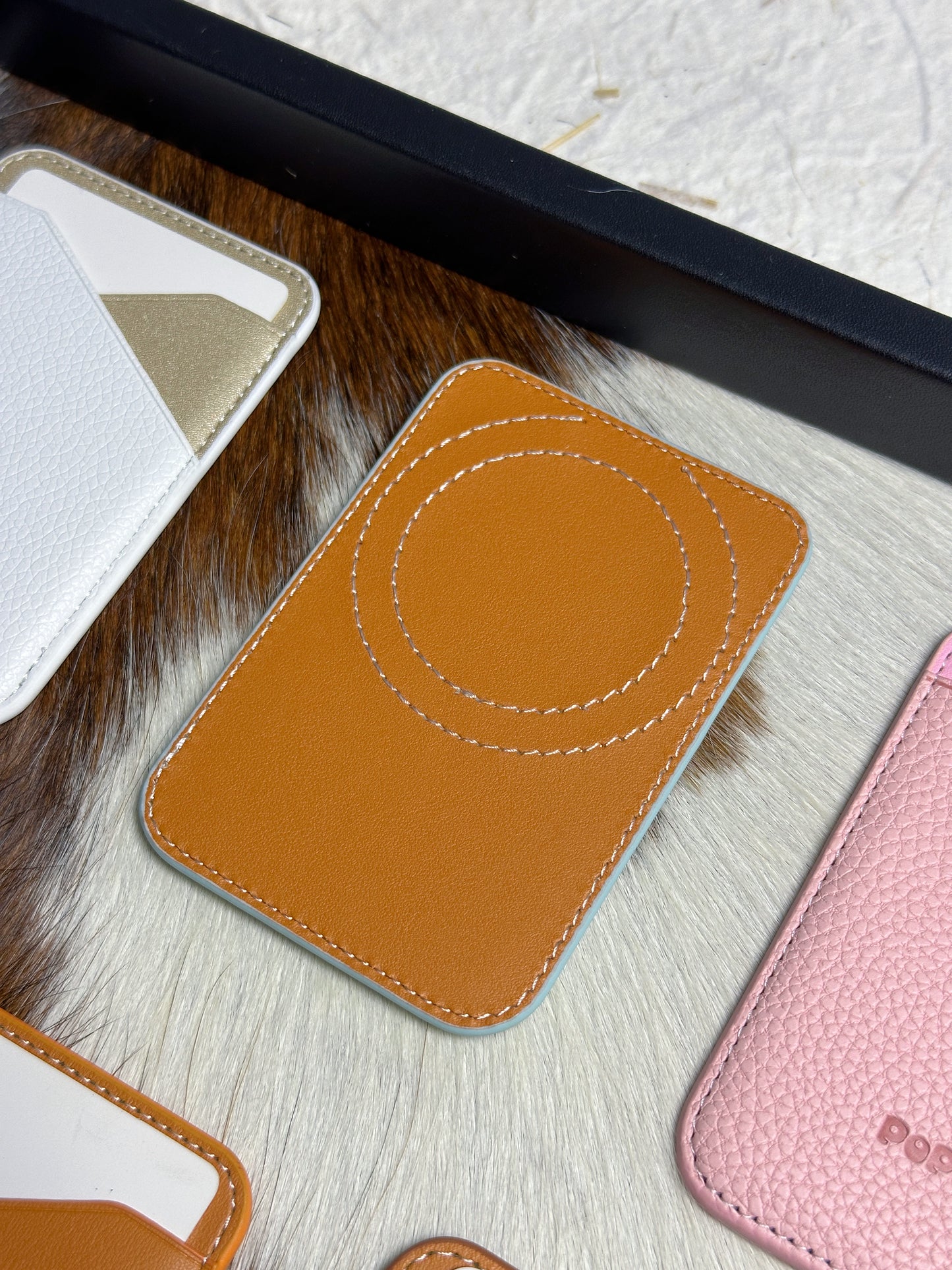 Magnetic Leather Card Wallet – Colorblock Series | 2025 New Design
