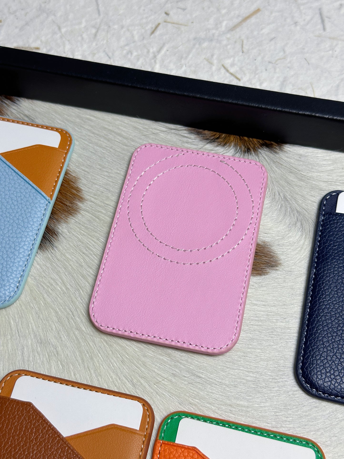 Magnetic Leather Card Wallet – Colorblock Series | 2025 New Design