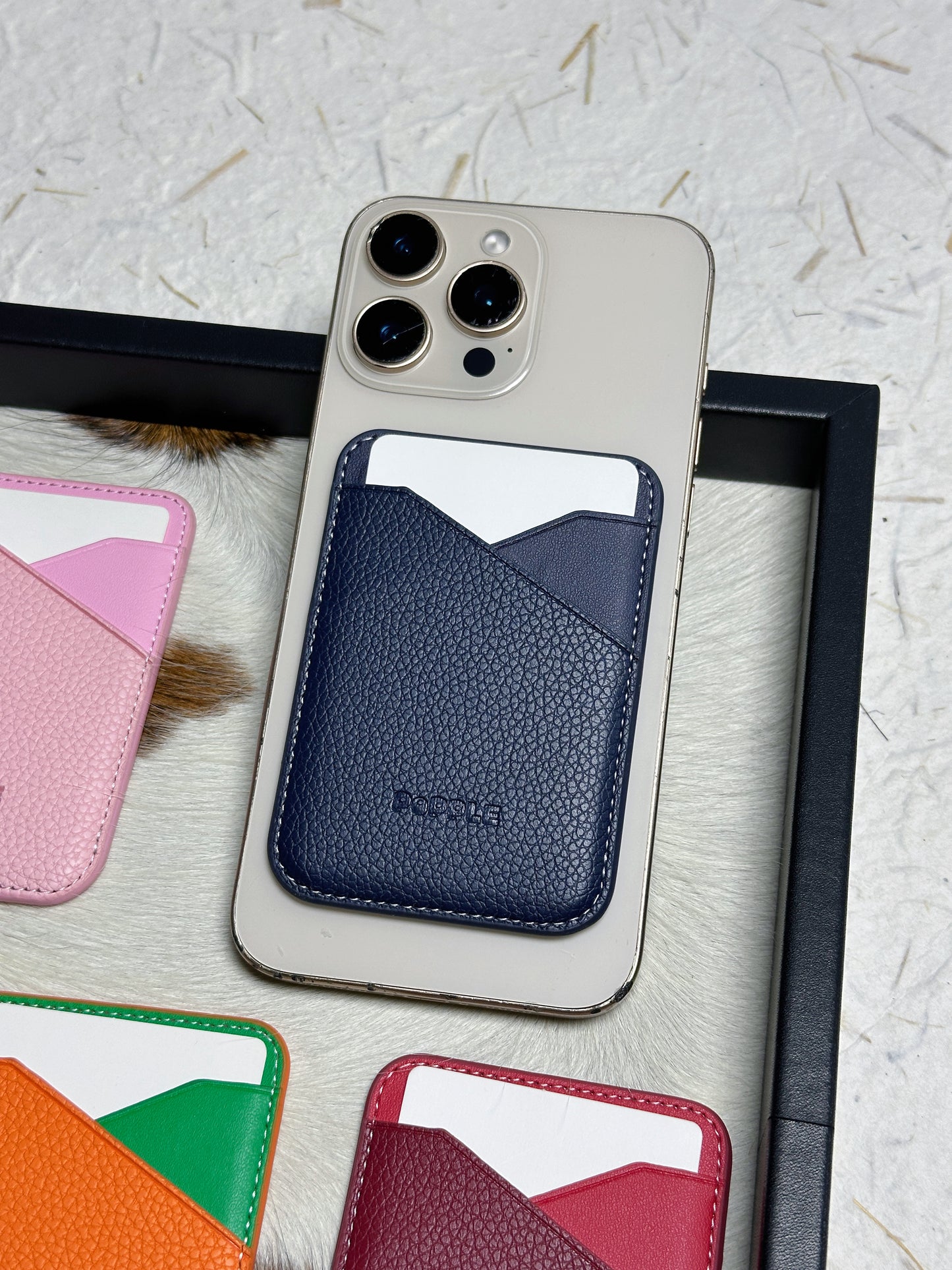 Magnetic Leather Card Wallet – Colorblock Series | 2025 New Design