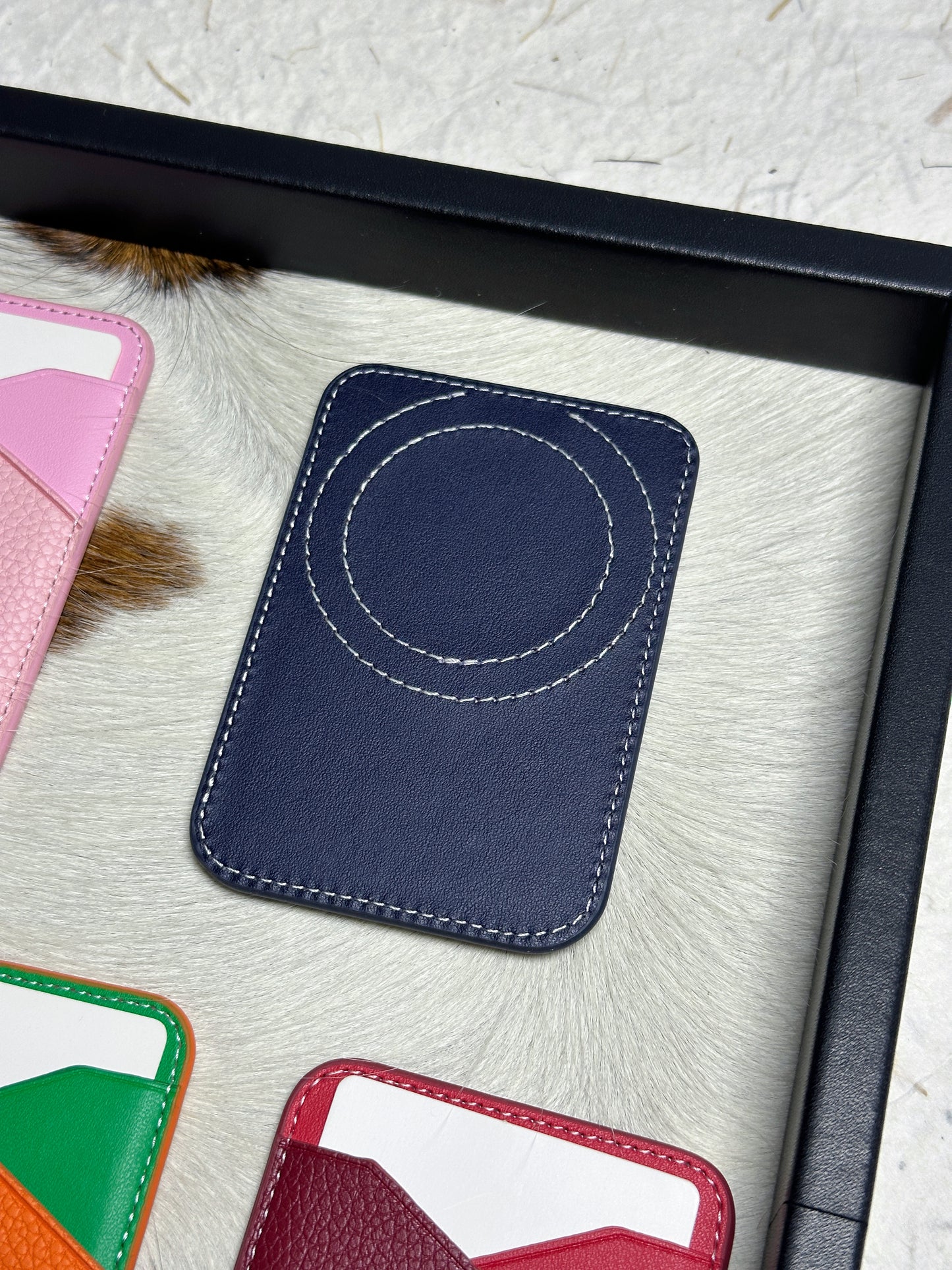Magnetic Leather Card Wallet – Colorblock Series | 2025 New Design