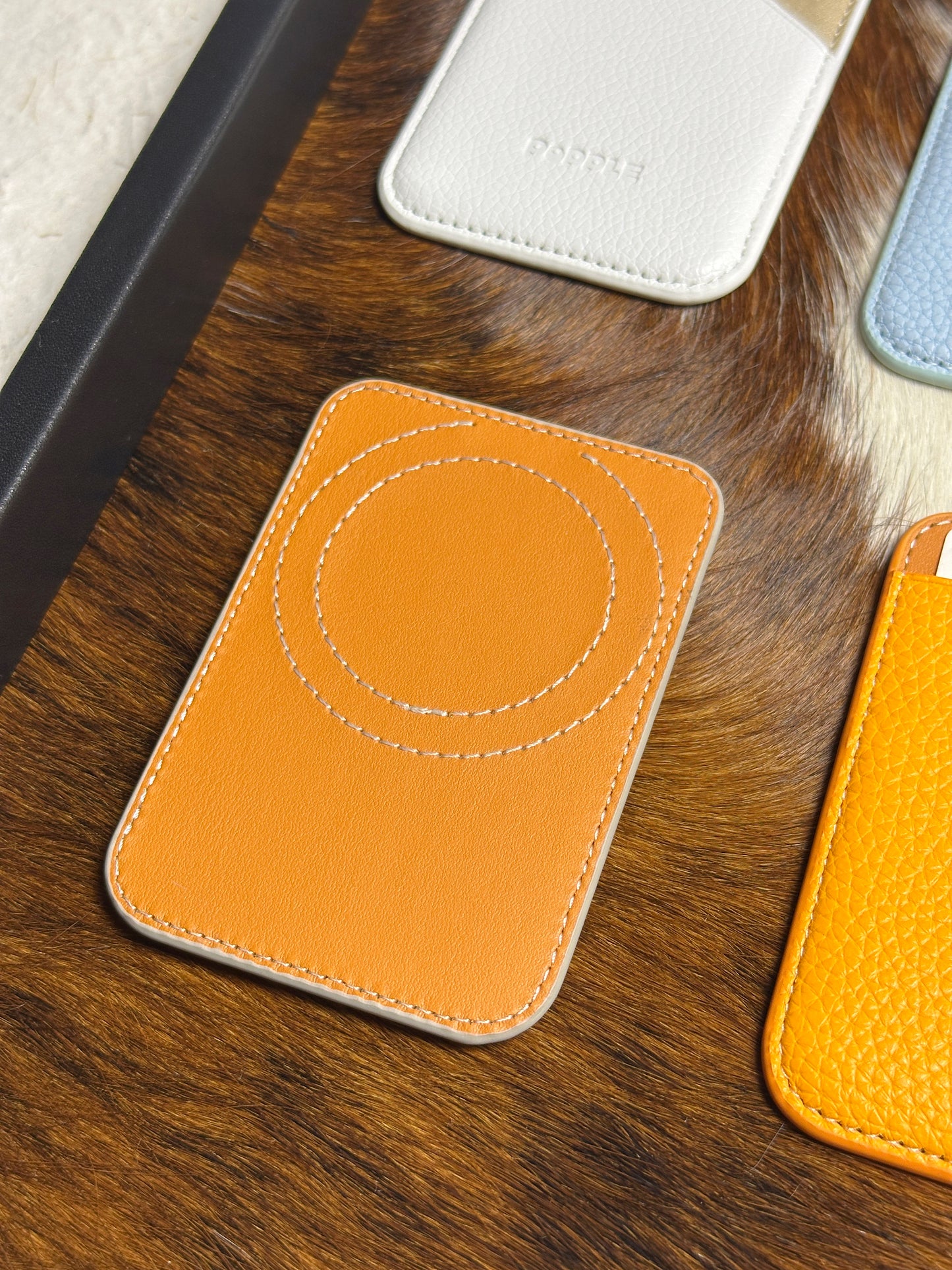 Magnetic Leather Card Wallet – Colorblock Series | 2025 New Design