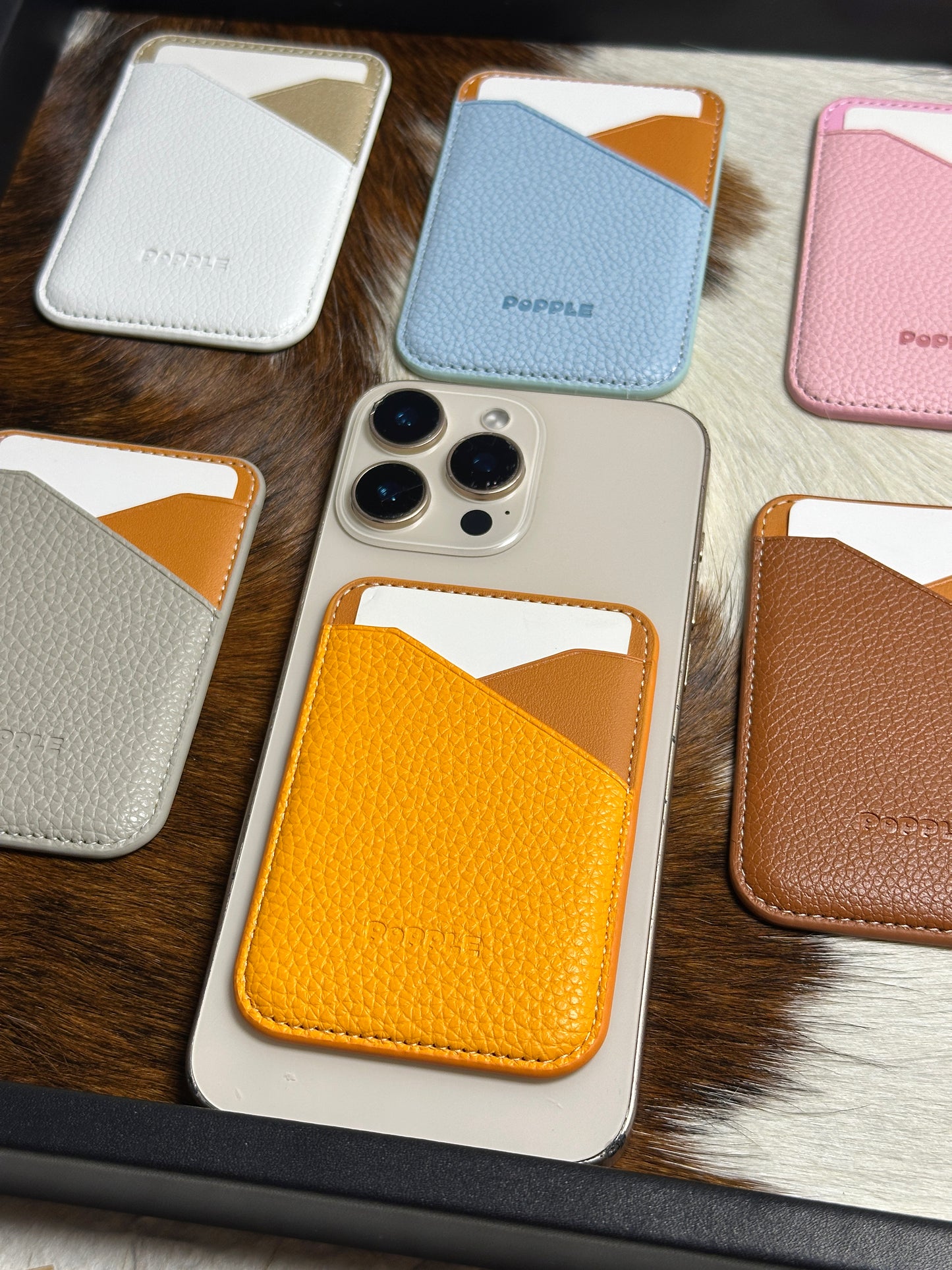 Magnetic Leather Card Wallet – Colorblock Series | 2025 New Design