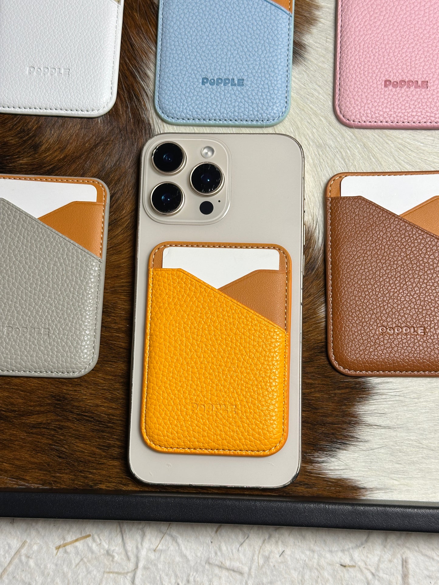 Magnetic Leather Card Wallet – Colorblock Series | 2025 New Design