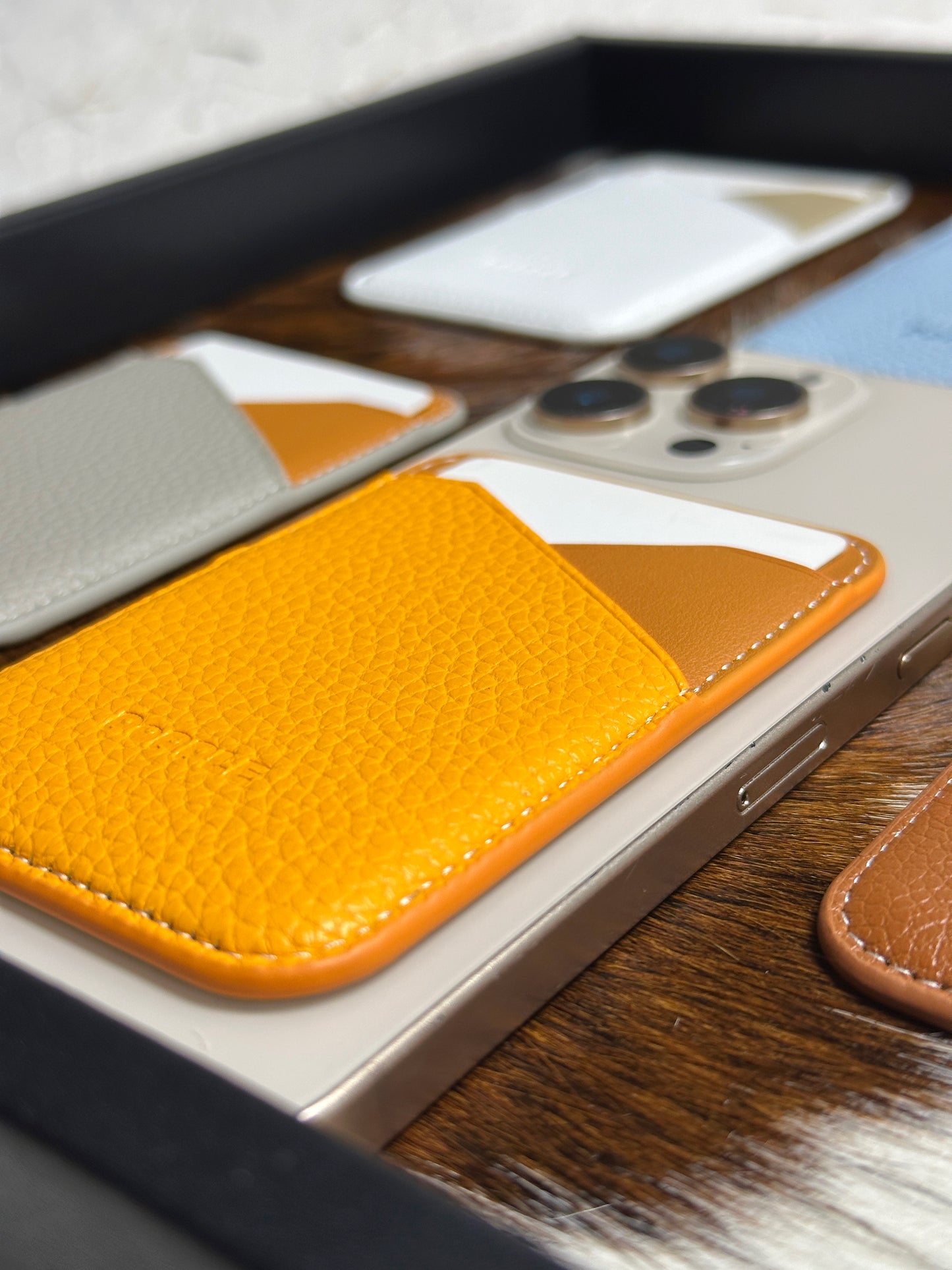 Magnetic Leather Card Wallet – Colorblock Series | 2025 New Design