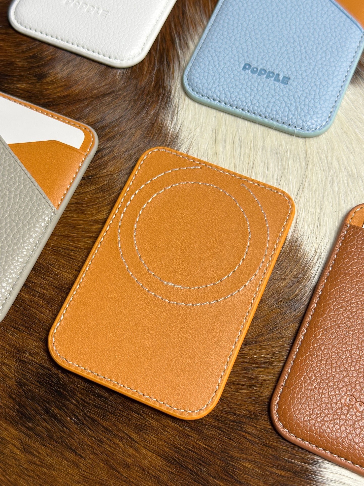 Magnetic Leather Card Wallet – Colorblock Series | 2025 New Design