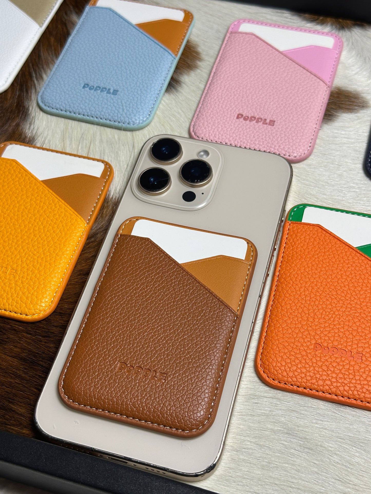 Magnetic Leather Card Wallet – Colorblock Series | 2025 New Design