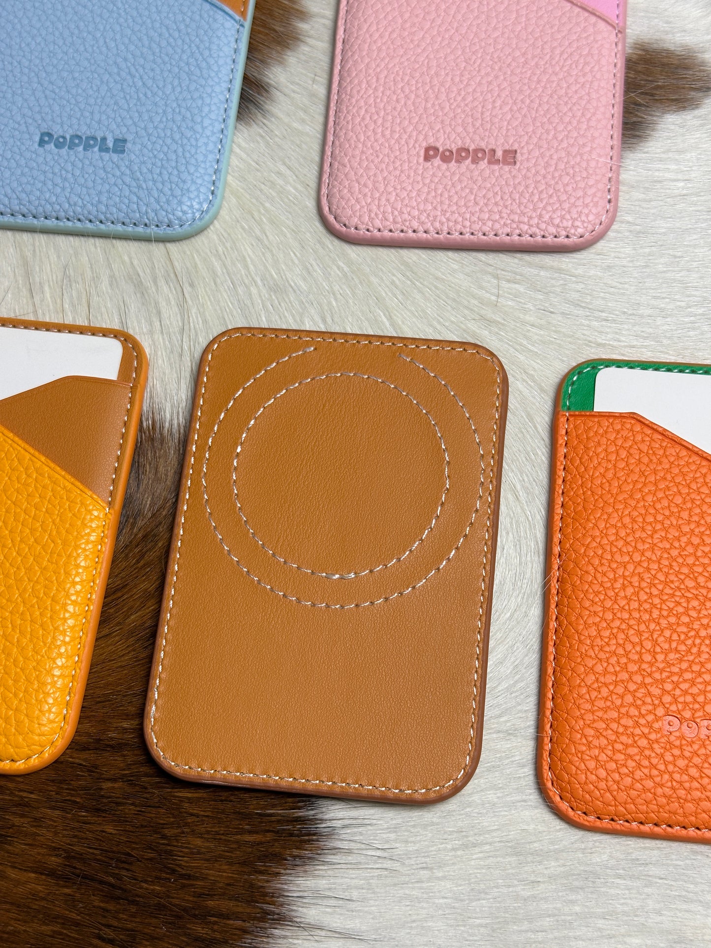 Magnetic Leather Card Wallet – Colorblock Series | 2025 New Design
