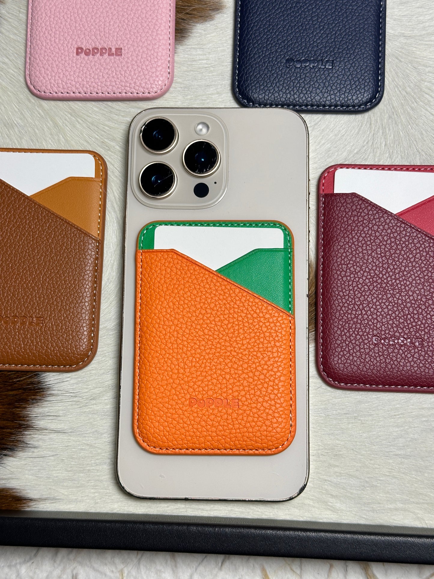 Magnetic Leather Card Wallet – Colorblock Series | 2025 New Design