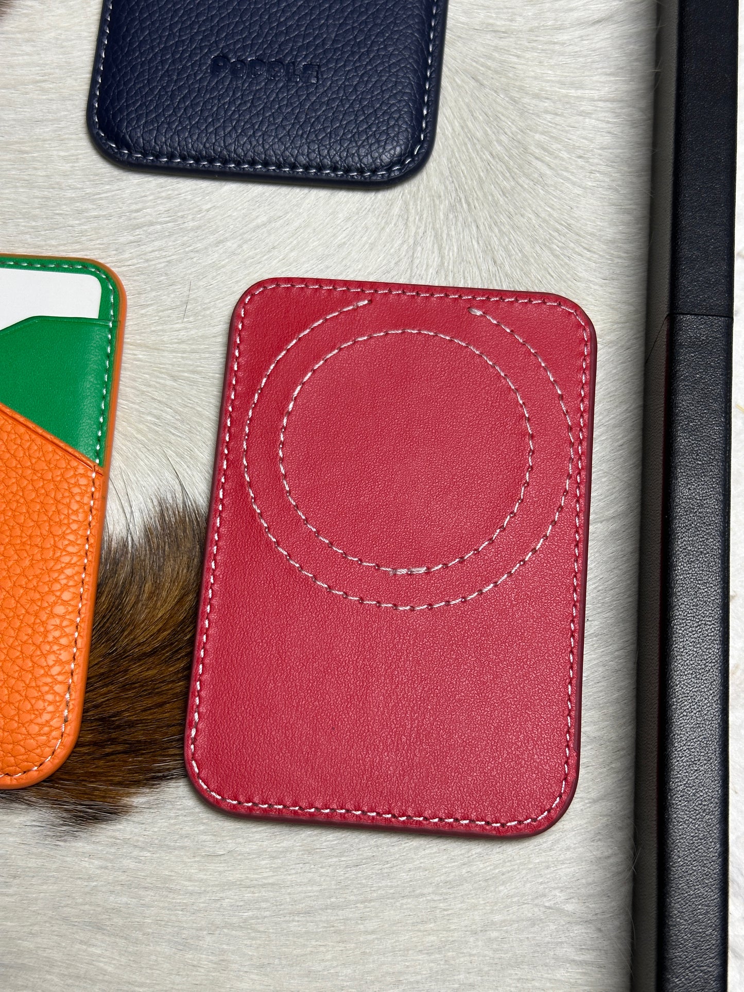 Magnetic Leather Card Wallet – Colorblock Series | 2025 New Design