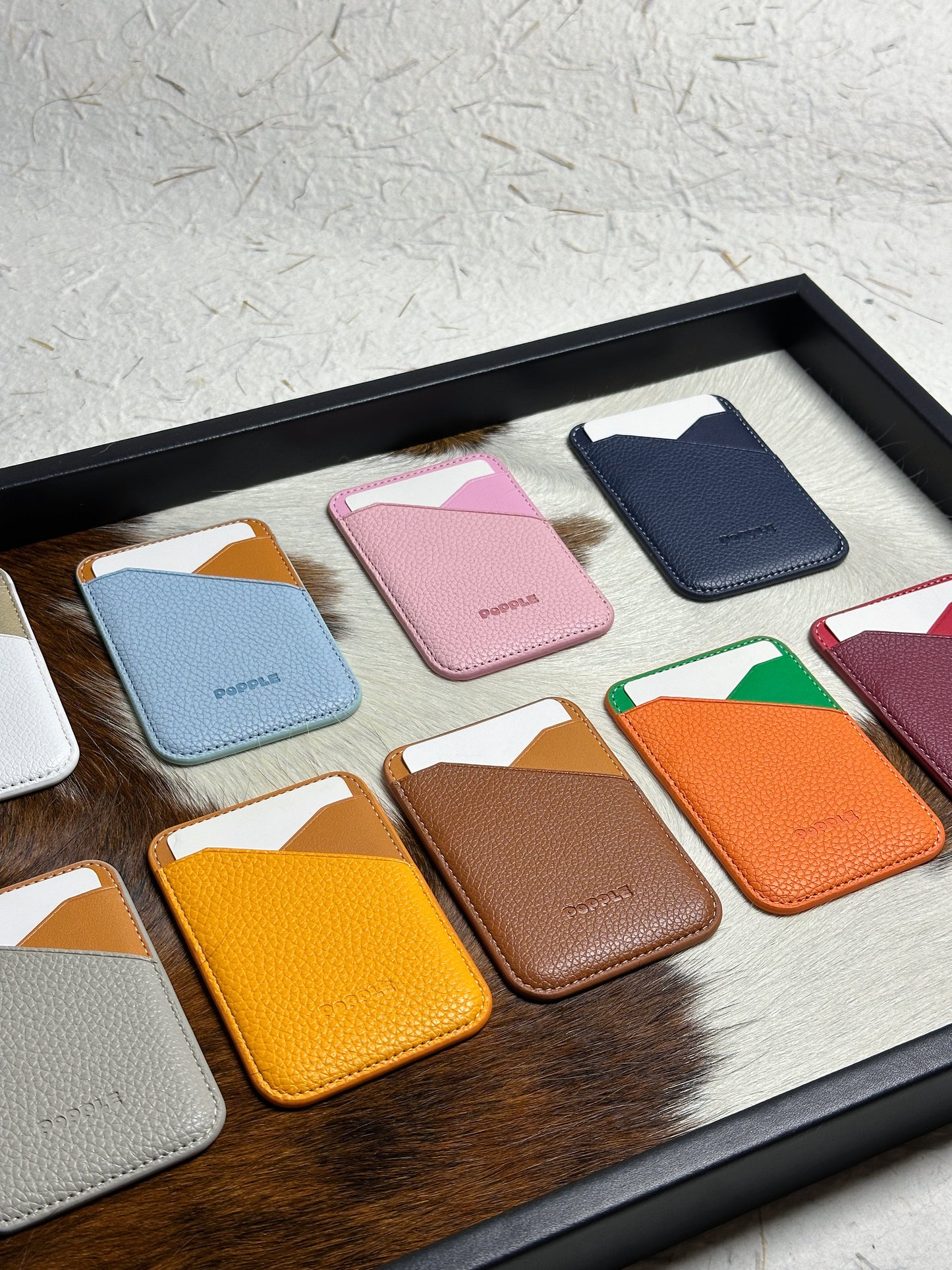 Magnetic Leather Card Wallet – Colorblock Series | 2025 New Design