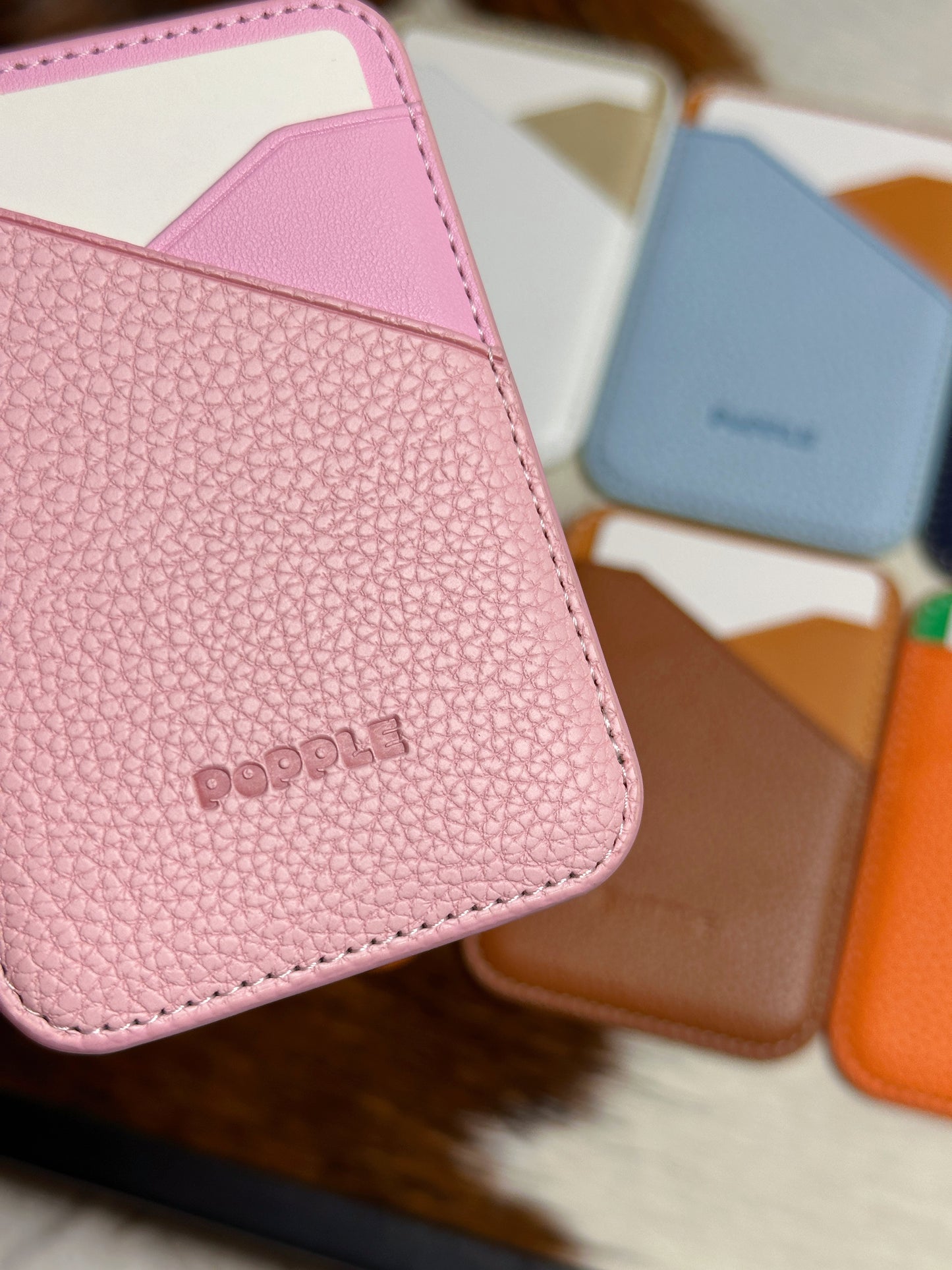 Magnetic Leather Card Wallet – Colorblock Series | 2025 New Design