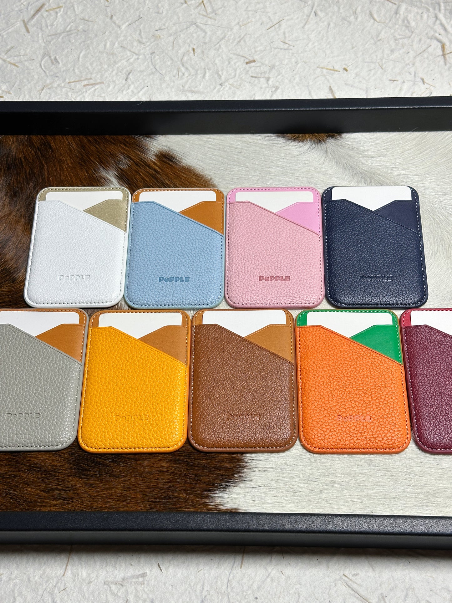 Magnetic Leather Card Wallet – Colorblock Series | 2025 New Design