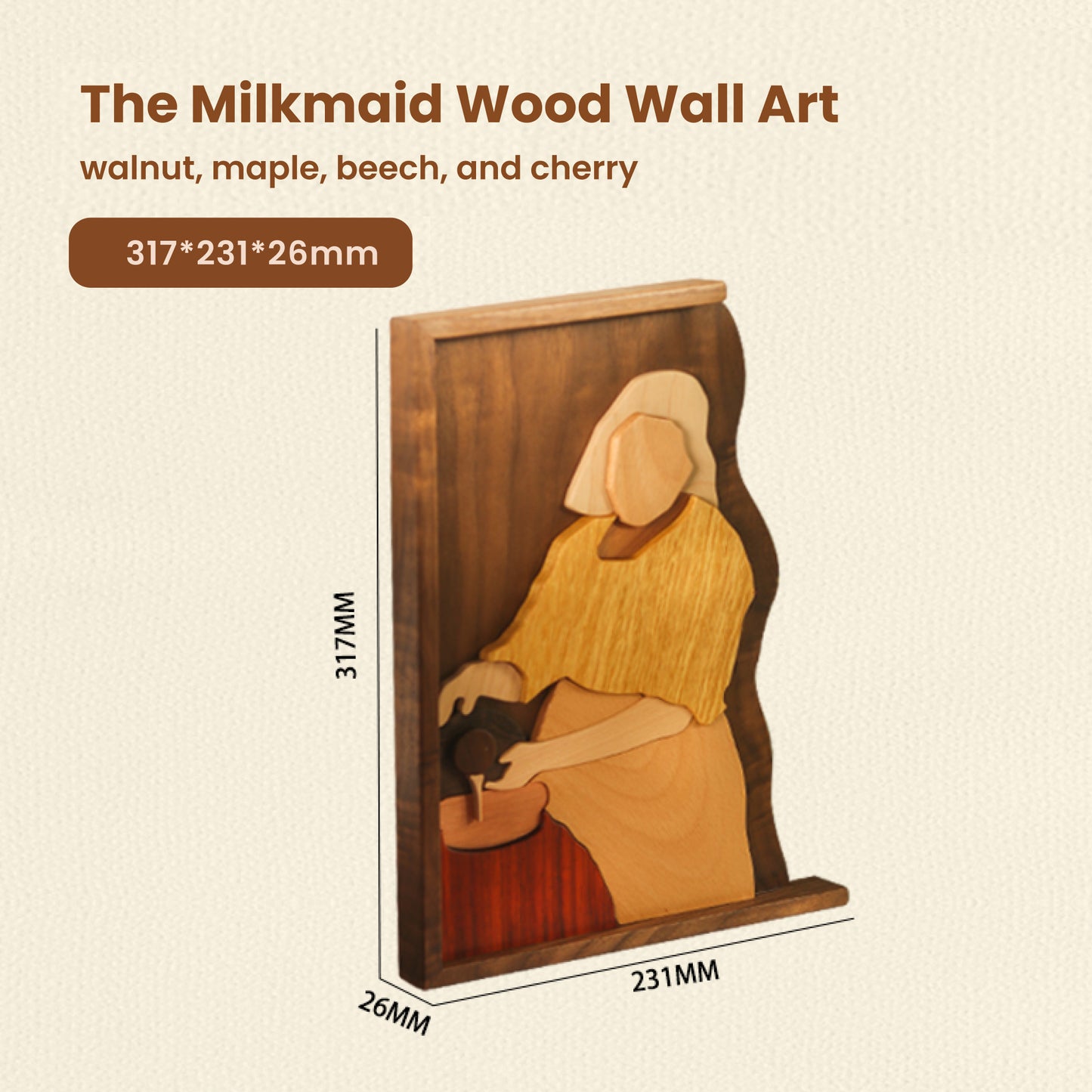 The Milkmaid – Wood Veneer Wall Art