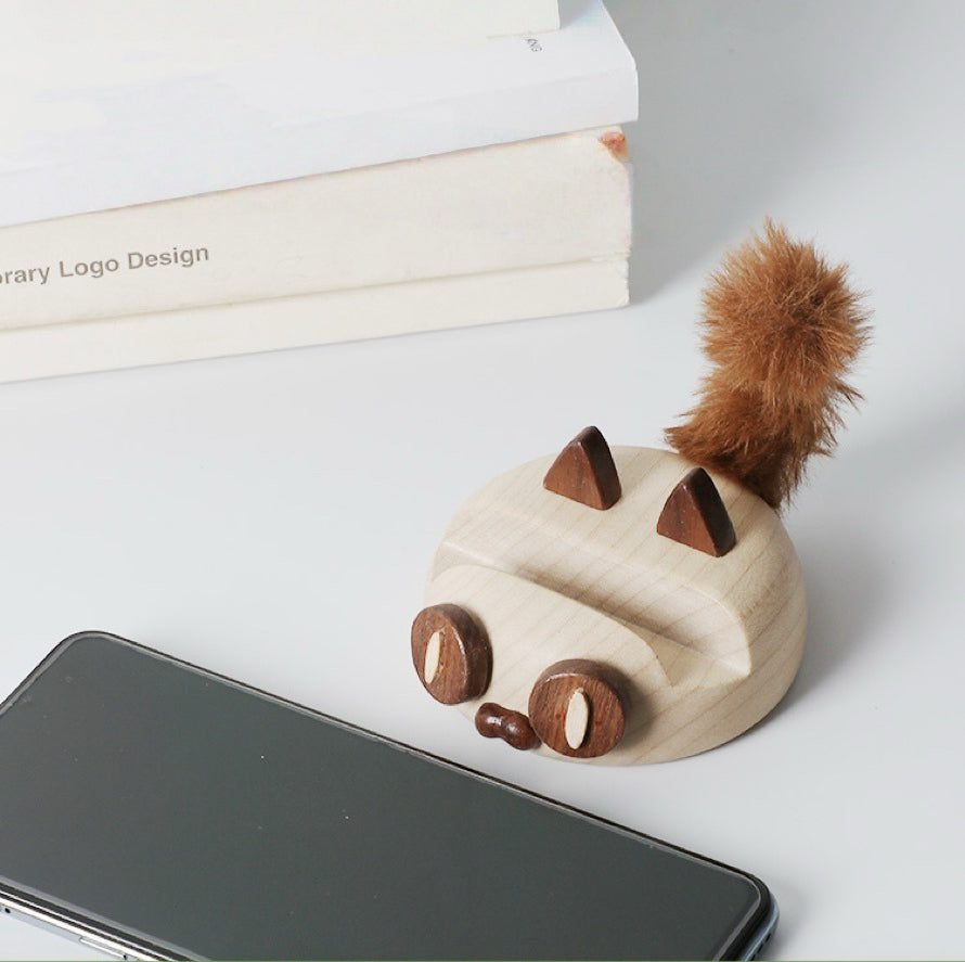 Peekaboo Cat Stand – Wooden Phone Holder
