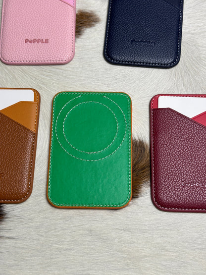 Magnetic Leather Card Wallet – Colorblock Series | 2025 New Design