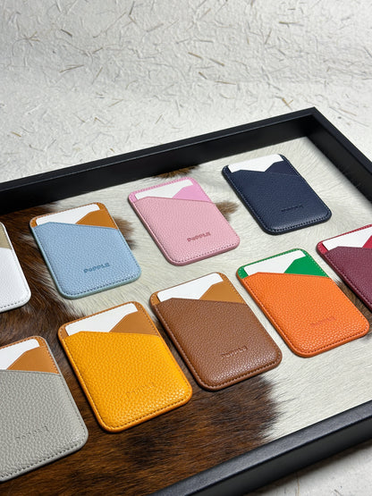 Magnetic Leather Card Wallet – Colorblock Series | 2025 New Design