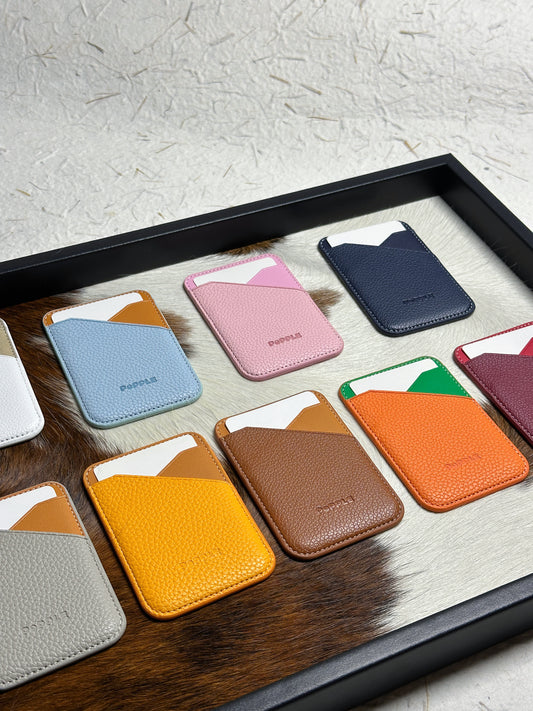 Magnetic Leather Card Wallet – Colorblock Series | 2025 New Design