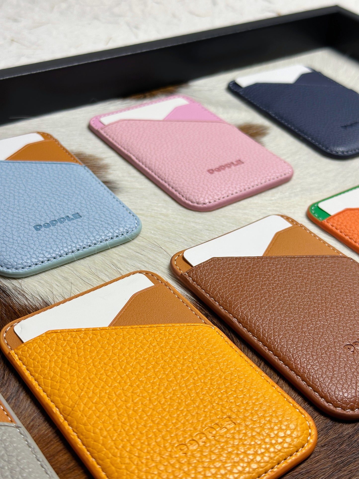 Magnetic Leather Card Wallet – Colorblock Series | 2025 New Design